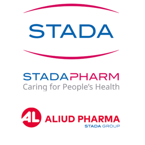 Die Logos unser Kooperationspartner Stada, StadaPharm und Aliud Pharma sind abgebildet.