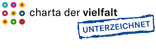 Das Logo der von uns unterzeichneten Charta der Vielfalt ist abgebildet.